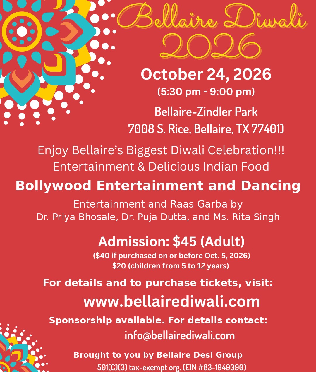 Bellaire Diwali 2026