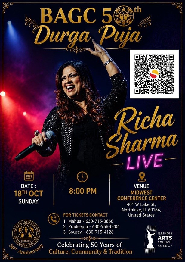 Richa Sharma Live Musical Concert on Durga Puja Chicago